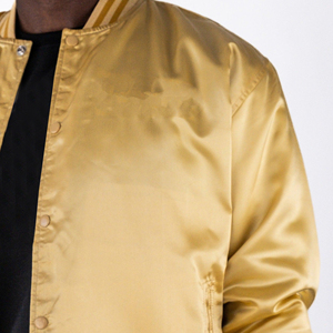 Chaqueta de bombardero de poliéster personalizada para hombre, chaqueta de bombardero de satén barata de alta calidad al por mayor, chaqueta de bombardero de satén de béisbol personalizada para hombre - Product Image 5