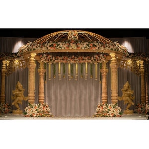 รูปปั้นไม้แกะสลักพร้อมโดมโบราณสำหรับงานแต่งงานรูปปั้นพระพิฆเนศ - Product Image 1