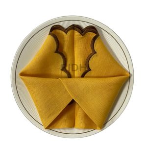 Servilletas de Lino Amarillo Bordadas al por Mayor con Borde Festoneado, 100% Lino Puro, para Bodas, Decoración del Hogar y Regalos para Damas de Honor - Product Image 4