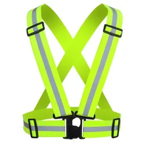 Para vestuário personalizado ao ar livre roupas correndo webbing ajustável segurança ombro brilho cinto peito cinta elástico faixa colete reflexivo