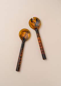 Ensemble de cuillère et de fourchette à salade en résine faite à la main élégante - Luxe moderne pour les fêtes et les repas, écologique et lavable au lave-vaisselle - Product Image 2