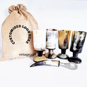 Nhà Máy Trực Tiếp Bán Tự Nhiên Sừng Khắc Thủy Tinh Ngắn Uống Cốc Mở Tuyệt Vời Xuất khẩu Cho Bia Giá Thấp Thủ Công Thủ Công - Product Image 3