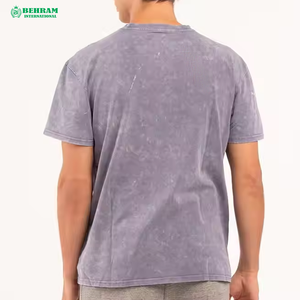 T-shirt Homme Personnalisé Lavable Écologique Séchage Rapide Polyester/Coton Uni Effet Délavé à l'Acide Vintage Coupe Ample Grande Taille - Product Image 2