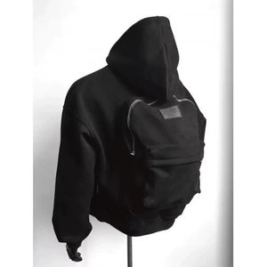 Sudadera con Capucha Extra Grande para Hombre, Diseño de Mochila Informal con Cremallera, Color Sólido, 300 Gramos, Alta Calidad al por Mayor - Product Image 5