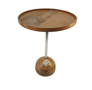 โต๊ะคอนโซลด้านข้างทำจากไม้ด้านบนทำจากโลหะพร้อมฐานไม้โต๊ะส่วนกลางสำหรับตกแต่งห้องนั่งเล่นเฟอร์นิเจอร์ - Product Image 1