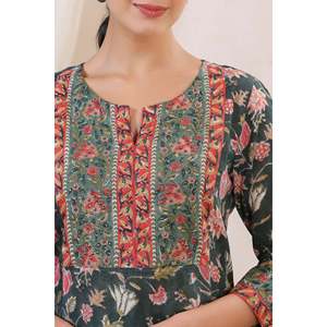 Vestido Kurta Recto Maheen Meraki Floral Mul Mul - Product Image 5