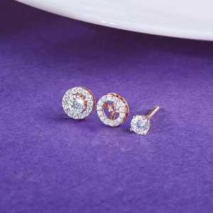 Pendientes de oro rosa con diamantes elegantes - Product Image 2