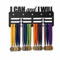 Porte-médailles mural « I Can I Will », présentoir de médailles en métal découpé au laser avec motif étoile, cadeau motivant pour les athlètes