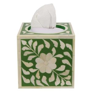 Caja de pañuelos con incrustaciones de hueso, diseño cuadrado, caja de pañuelos con incrustaciones de hueso con detalles de latón, caja de pañuelos con incrustaciones de hueso para decoración de hoteles a bajo costo - Product Image 1