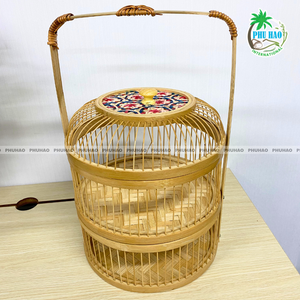 CESTA DE REGALO DE BAMBÚ artesanal con diseño de flores Opciones al por mayor para venta al por menor y EventsBasket para embalaje de regalo - Product Image 2