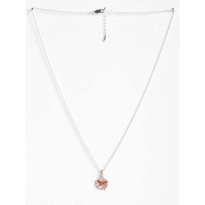 NOVAMART Fine 925 Sterling Silver Butterfly Pendant <b>Necklace</b> 18" Rhodium Chain Classic Gold Women's Everyday Wear for Zirconia W - Product Image 3