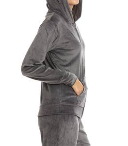 Survêtement personnalisé de haute qualité 100% à rayures en polyester, survêtement ample à fermeture éclair, ensembles de jogging de sport, survêtement en velours, ensemble de 2 pièces en velours - Product Image 5