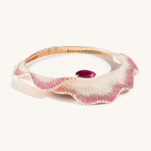 Luxury Women's 18K Solid Gold Choker <b>Necklace</b> With <b>Ruby</b> And Diamond Wings Design Rose Gold Plated Party Jewelry - Product Image 1