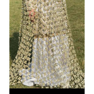 Voile de mariée long style Merram Sheesh Pushida avec appliques en dentelle perlée et sequins pour mariages et fêtes - Product Image 1