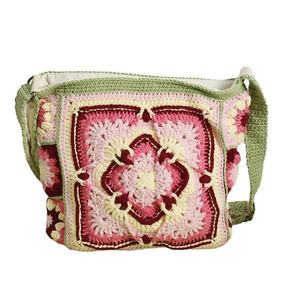 Bolso Cuadrado Pequeño de Ganchillo Estilo Bohemio para Niña, Tejido a Mano con Hilo 100% Algodón de Leche, Accesorio de Moda Estilo Granny Square - Product Image 3