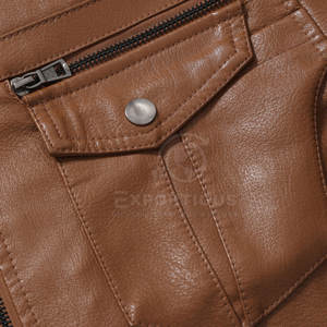 Veste d'hiver en cuir de vache pour homme, nouvelle mode, vente chaude, coupe-vent, respirante, col montant, logo frontal, écologique - Product Image 4