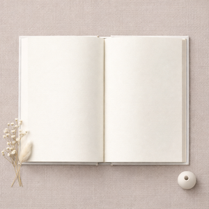 Diario LABON con Copertina Rigida in Lino Bianco, Quaderno Minimalista con Motivi Floreali, Linee Dorate, per Appunti, Journaling, Schizzi, Regalo - Product Image 3