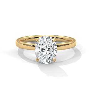 Bague de fiançailles solitaire ovale 1 carat en diamant de laboratoire, fine bague à 4 griffes en or 14k, 18k, 10k ou argent 925, promesse minimaliste - Product Image 1