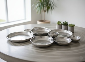 Offre d'usine : Plat de service multi-compartiments en aluminium argenté poli à 9 compartiments, vaisselle écologique pour mariages - Product Image 3