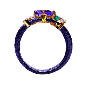 Hecho a mano 925 plata esterlina amatista Topacio blanco piedra preciosa atractivo clásico mujeres usan anillo oxidado - Product Image 4