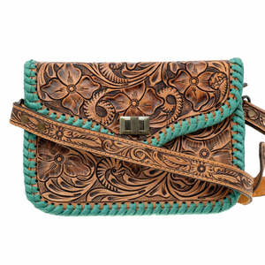 Designer Lady Women's Sling Bag Hand Tooled Floral Cowhide Crossbody Luxury Leather Lightweight Customizable Size <b>Hair</b> Bag Hot - Product Image 4