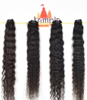 Ekstensi Rambut India Grosir 100% Virgin Remy Double Weft Tanpa Proses Mesin, Gelombang/Keriting 100g, Rambut Tenun Tamil Nadu Panjang