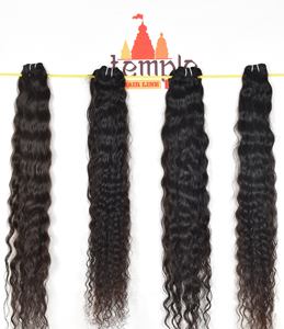 Vente en gros de cheveux humains vierges indiens 100% à double trame traitement à la machine aucun cuticule alignée boucles ondulées à bas prix - Product Image 4