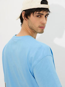 Camiseta de Cuello Redondo Informal de Verano, 100% Algodón, Secado Rápido, Transpirable, Ajuste Holgado, Color Sólido, Tejida, Venta al Por Mayor - Product Image 4