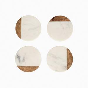 Posavasos Redondos Hechos a Mano de Mármol y Madera, Mantel Individual y Almohadillas para el Hogar, Utensilios de Cocina, Posavasos para Servir Té y Café - Product Image 1