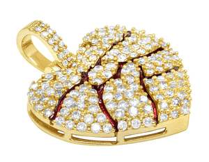 Élégant pendentif cœur brisé avec diamants moissanite blancs en argent bijoux hip hop collier breloque - Product Image 2