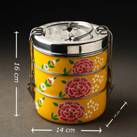 Boîte à lunch multicouche Boîte à lunch ronde en acier inoxydable empilable Contenant alimentaire étanche avec poignée Boîte Tiffin