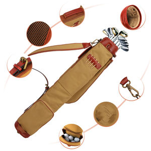 Golf Club Bag Carrier Pencil Style Canvas & Leather Khaki Wax Funda acolchada de lana impermeable 2017 - Product Image 6