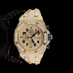 Montres mécaniques en acier inoxydable de haute qualité à cadran rond de luxe avec mouvement automatique en diamant Moissanite pour hommes - Product Image 1