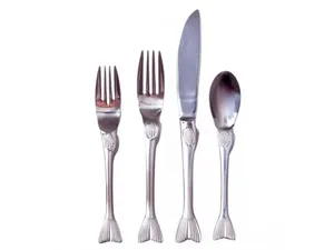 Vajilla Juego de Cubiertos de plata con diseño esmaltado y acero inoxidable recubierto de PVD dorado perfecto para menaje de cocina uso comedor - Product Image 5