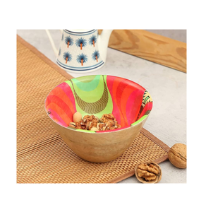 Diseño superior Mango Madera Tamaño mediano Forma redonda con estampado de esmalte Centro de mesa Fruta decorativa Cuenco de madera más vendido - Product Image 1