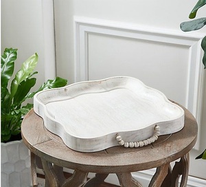 Whitewashed wood <b>breakfast</b> <b>tray</b> with handcrafted touch and farmhouse design perfect for cozy weekends or guest serving - Product Image 2