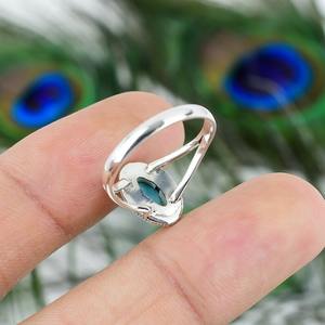 Bague pour femme en argent sterling 925 plaqué rhodium, agate naturelle solide, faite à la main, avec sertissage en bézel, pierre précieuse pour les mariages et les fêtes - Product Image 4