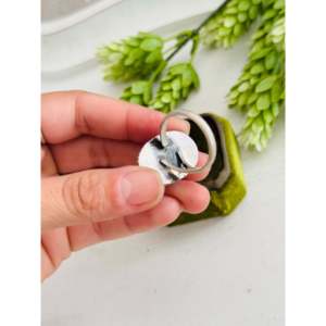 Eli Skeets #8 Turquoise & Sterling <b>Silver</b> Adjustable <b>Ring</b> with <b>Garnet</b> Handmade Jewelry for Everyday Wear Rhodium Plated - Product Image 5