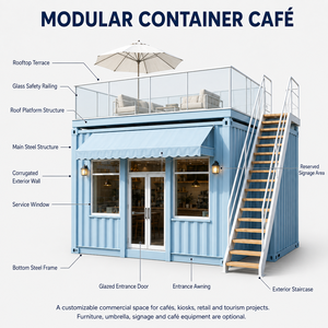 Caffetteria Modulare in Container con Terrazza sul Tetto, Negozio di <span class=keywords><strong>Caffè</strong></span> Prefabbricato Portatile per Centri Commerciali e Parchi, Progetti Commerciali all'Aperto - Product Image 2