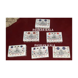 Caja de joyería con Incrustaciones de nácar de mármol blanco más atractiva, diseño de Tajmahel hecho a mano, forma Rectangular, regalo de negocios usado - Product Image 1