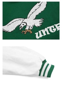 Venta al por mayor por encargo de los hombres de algodón de lana chaqueta de béisbol de cuello alto Letterman chaqueta universitaria en blanco patrón impreso personalizado - Product Image 5