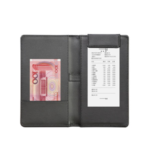 Custom PU Leather Restaurant Leather Bill <strong>Folder</strong> Check Bill Menu <strong>Folder</strong> Embossed Logo Cover <strong>File</strong> Document Cash Change Holder - Product Image 1