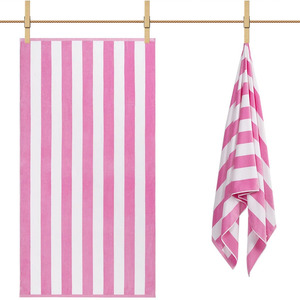 Serviette de plage 100 % coton de haute qualité, super absorbante, surdimensionnée et légère avec motif rayé pour la piscine et la salle de sport - Product Image 4