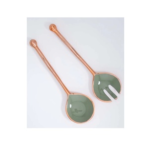 Ensemble de couverts de service pour salade en acier inoxydable au design classique, revêtement émaillé antique couleur cuivre, compatible lave-vaisselle pour cuisine domestique 2 - Product Image 1