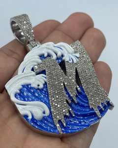 Personalizado VVS Moissanite diamante letra inicial 3D esmalte colgante 925 Plata Bustdown Hip Hop Iced encanto Collar para fiestas - Product Image 1