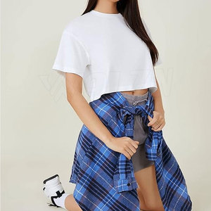 Vente en gros de top court avec impression de logo personnalisé pour femmes nouvel arrivage de haut court ras du cou pour femmes - Product Image 4