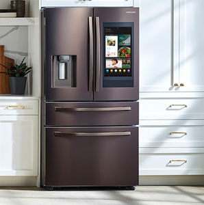 Factory Sealed 28 Cu ft 4-Door French Door Refrigerator with Touch <b>Screen</b> Stainless Steel Electric App-Controlled - Product Image 1