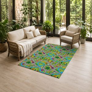 Tapis RUGS DEPOT LXDP-0482, vente en gros, vert sauge, style bohème tribal, imprimé numérique, lavable en machine, tapis en chenille, antidérapant - Product Image 6