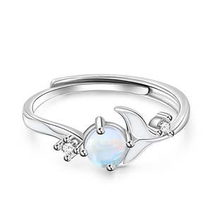 Anillo Ajustable de Plata de Ley con Cola de Ballena Brillante Jeulia, Chapado en Oro Vintage - Product Image 4