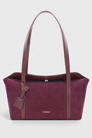 Tas Tote Kanvas Burgundy Logo Kustom dengan Ritsleting Tahan Air OEM ODM Tas Selempang Wanita